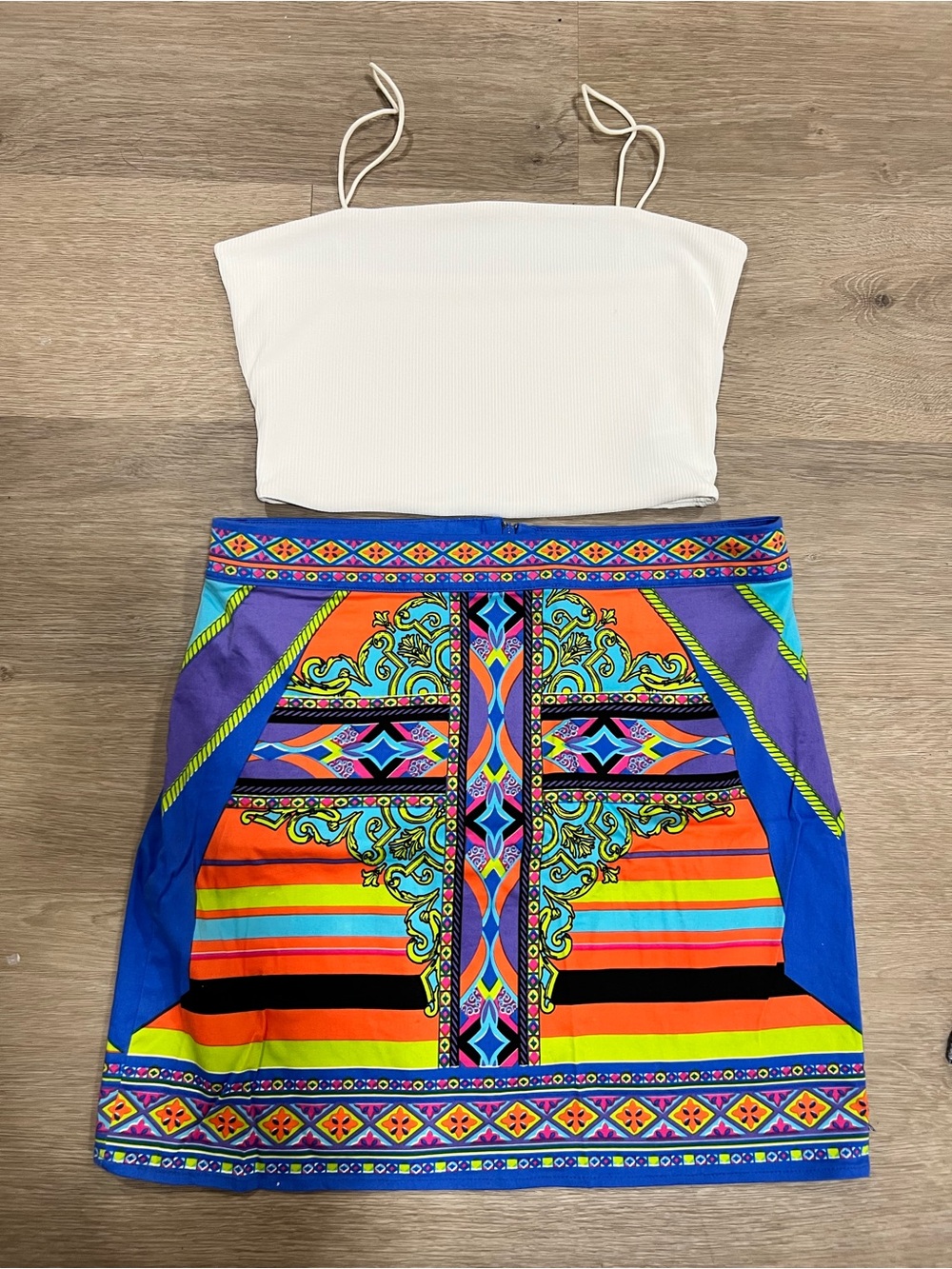 Flying Tomato Bright Multicolor Printed Mini Skirt Size L